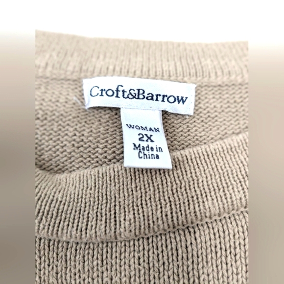 Croft & Barrow 2XL Tan Stripped Sweater - Picture 3 of 3